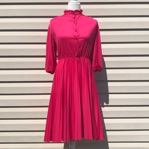 Vtg 80s pleated collar dress secretary teacher